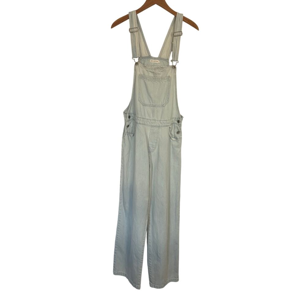 Avec Les Filles Overalls Size 30 Light Wash Denim Wide Leg Baggy 100% Cotton